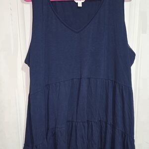 Terra & Sky Navy Tiered Midi Dress